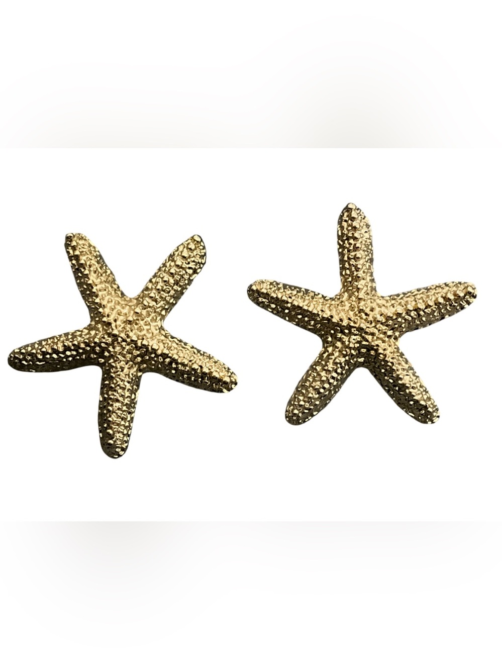 Gold Starfish Statement Stud Earrings Coastal Beach Ocean Jewelry